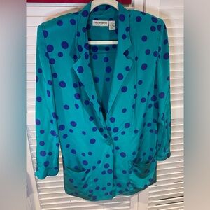 Vintage Liz Claiborne 100% Silk Polka Dot Blazer – Size 6
